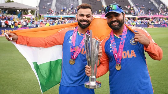 Virat And Rohit With T20 World Cup Trophy. Image Source - ICC and Twitter