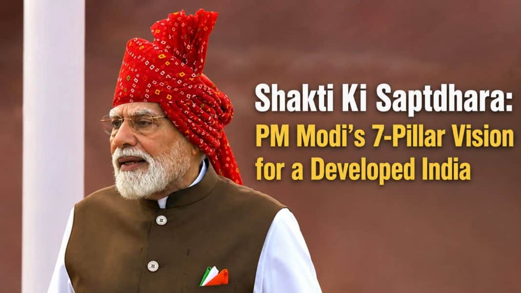 Shakti Ki Saptdhara: During his address to the nation from the ramparts of the Red Fort on the 80th Independence Day, Prime Minister Narendra Modi unveiled a comprehensive roadmap for transforming India into a fully developed nation (Viksit Bharat).